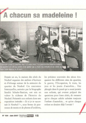 A chacun sa madeleine - Strasbourg Magazine - Juin 2007