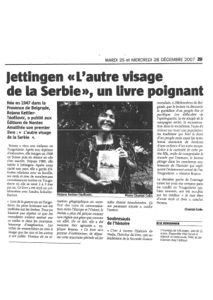 Jettingen L'autre visage de la Serbie, un livre poignant - DNA - Déc 2007