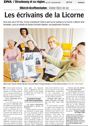 Les écrivains de la Licorne - DNA - Oct 2008